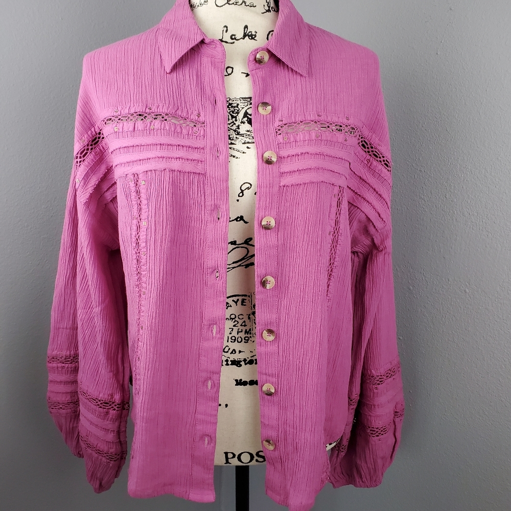 Free people long sleeve top with buttons - Picture 9 of 9